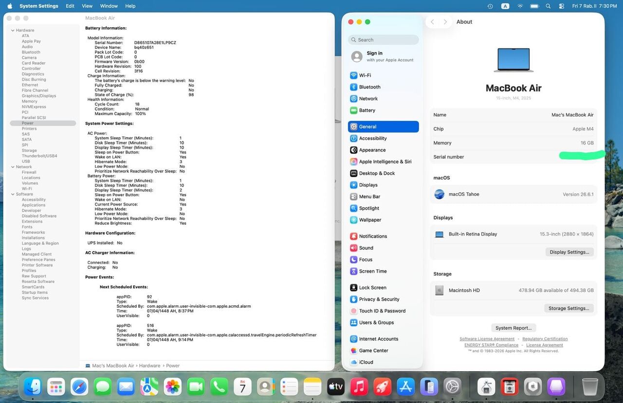 Riyadh, Computers, SAR 5399,  MacBook Air M4 15&rdquo; CPU: 10CORE 2025 RAM:16GB SSD:512GB GPU:10CORE BC:17(100%)