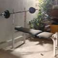 SAR 550,  Bench Press Pull Up Bar And 50kg Bar Bell Set