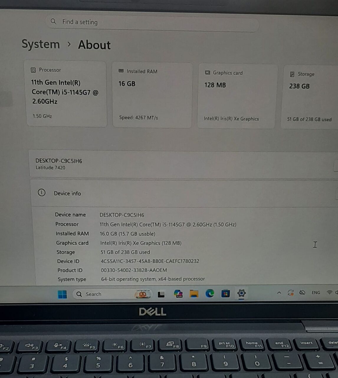 Al Sharafeyah, Computers, SAR 1450,  Dell Latitude 7420 Core I5 11th Gen Ram DDR4 16gb SSD 256gb Org Win 11 Touch