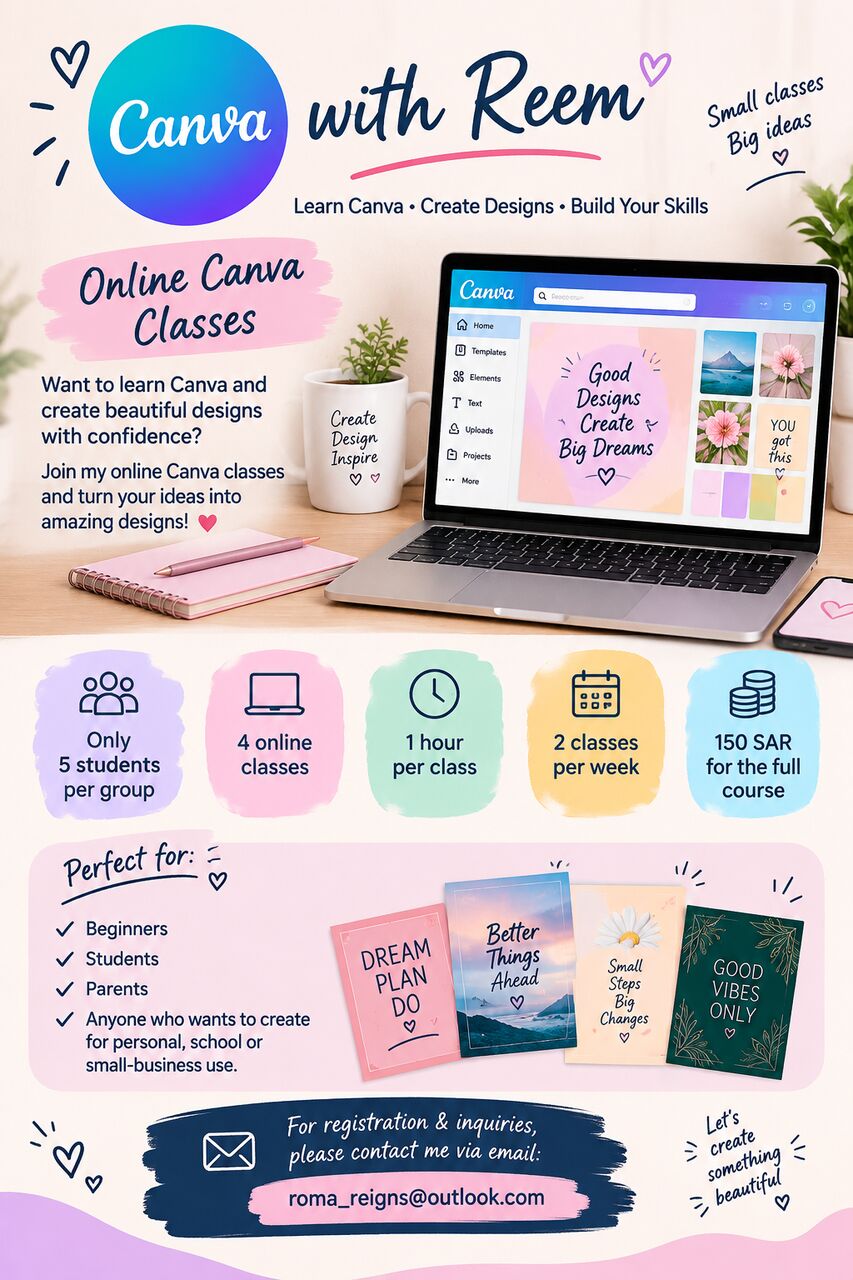 Riyadh, Lessons Offered, Canva Class Online