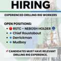 📢 WE ARE HIRING   We Are Looking For Experienced Workers With Drilling Rig Experience For
