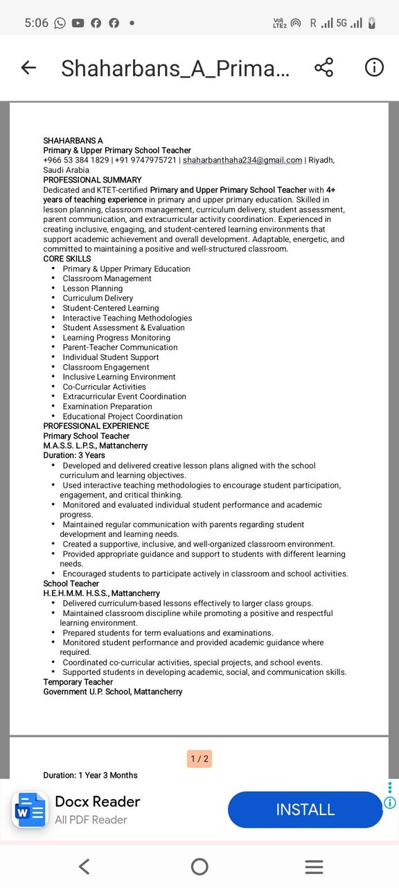 Al Malaz, Job Seekers, TEACHER