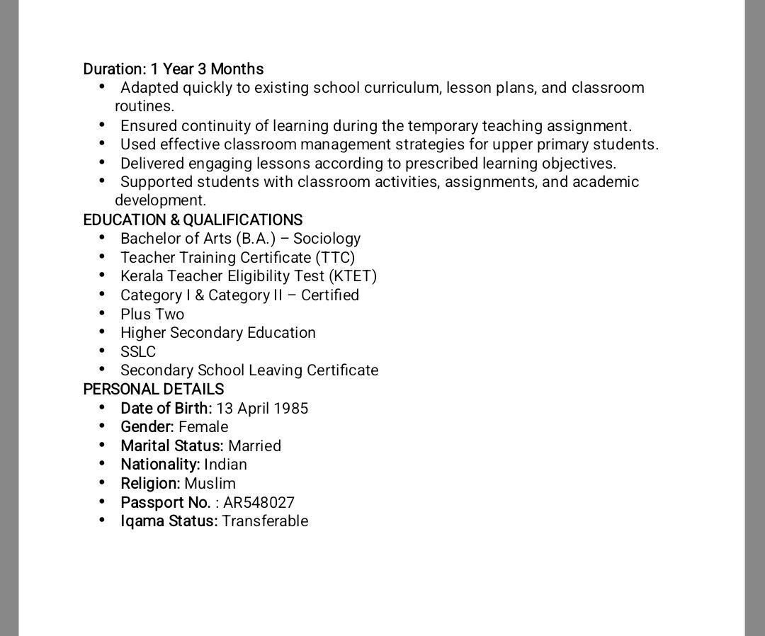 Al Malaz, Job Seekers, TEACHER