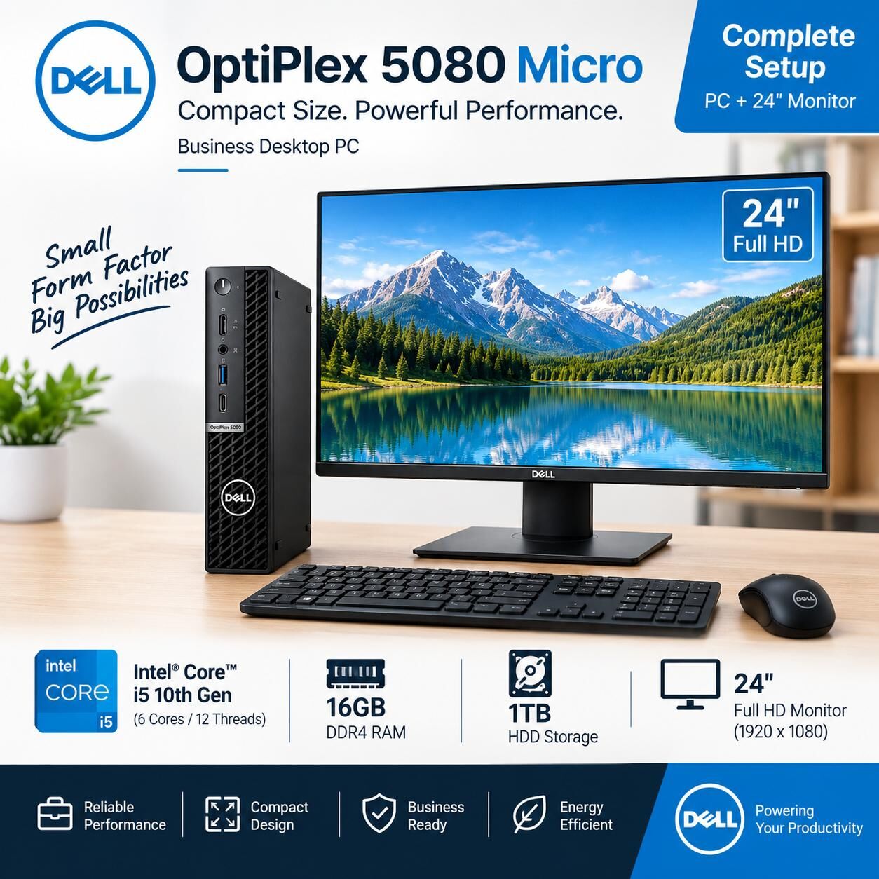 Dammam, Computers, SAR 900,  Dell Optiplex Tiny 5080 I5 10Gen 16Ram 1TB HDD Full Set