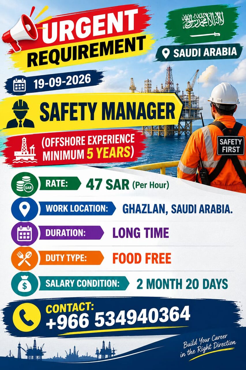 Jubail, Jobs, SAFETY MANAGER ( OFFSHORE EXPERIENCE)