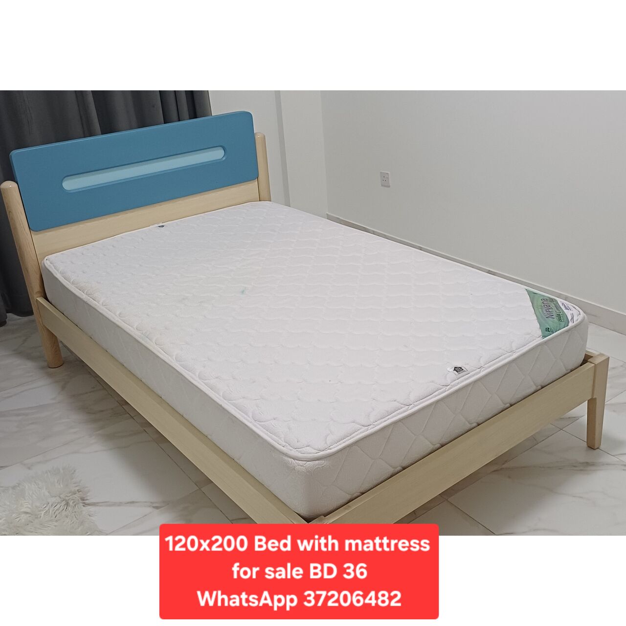 Manama, Furniture, BHD 36,  ✅️ 120x200 Bed With Mattress For Sale In Good Condition With Delivery
