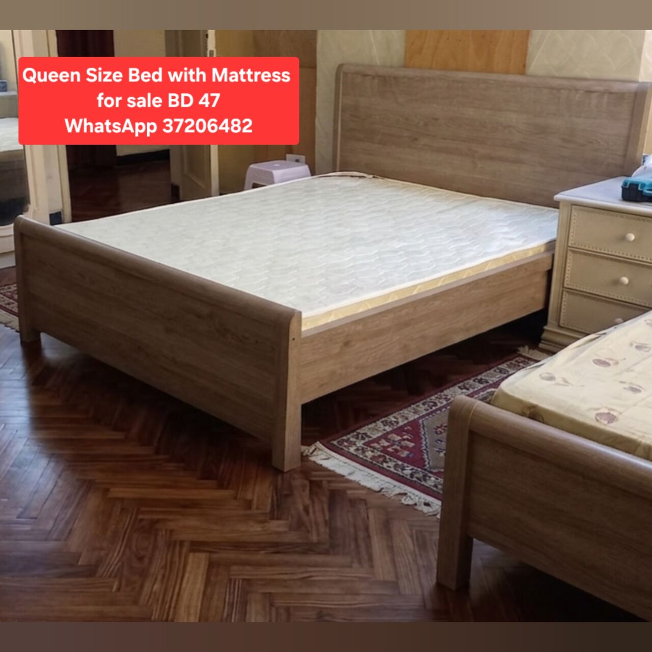 Manama, Furniture, BHD 47,  ✅️ Queen Size Bed With Mattress For Sale In Good Condition With Delivery