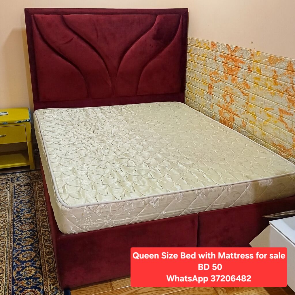 Manama, Furniture, BHD 50,  ✅️ Queen Size Box Bed With Mattress For Sale In Good Condition With Delivery