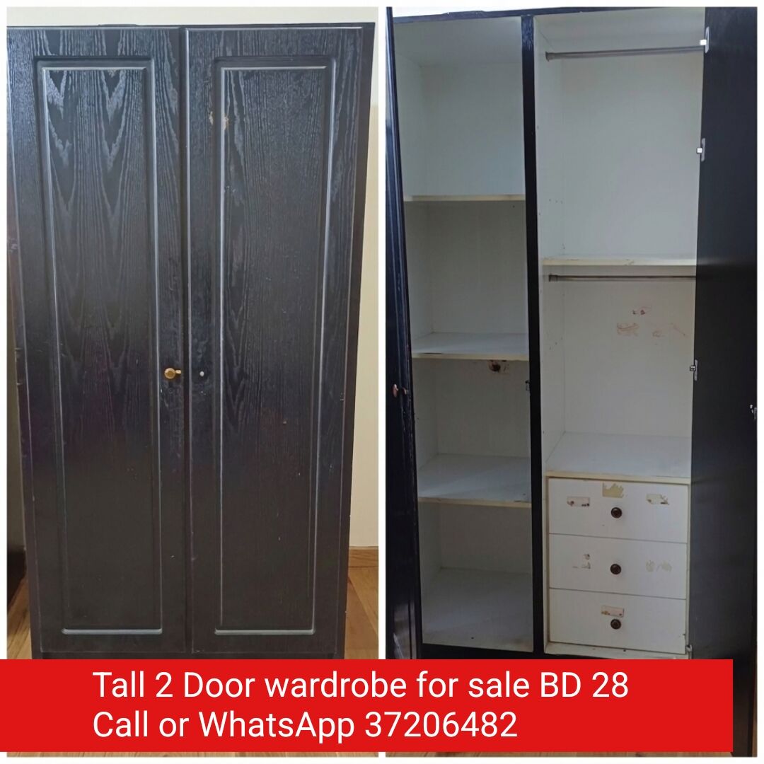 Manama, Furniture, BHD 28,  ✅️ Tall 2 Door Wardrobe For Sale In Good Condition With Delivery