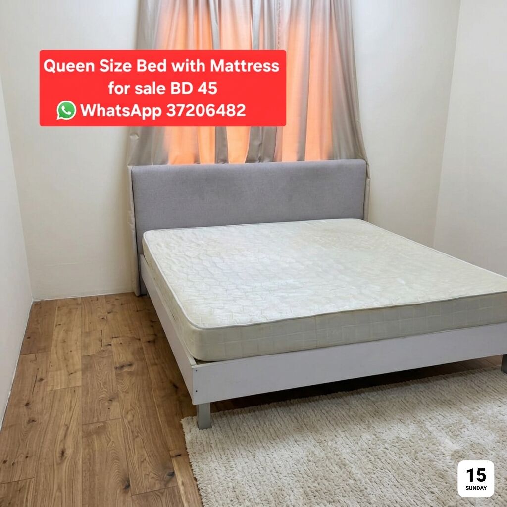 Manama, Furniture, BHD 45,  ✅️ Queen Bed & Mattress For Sale In Good Condition With Delivery