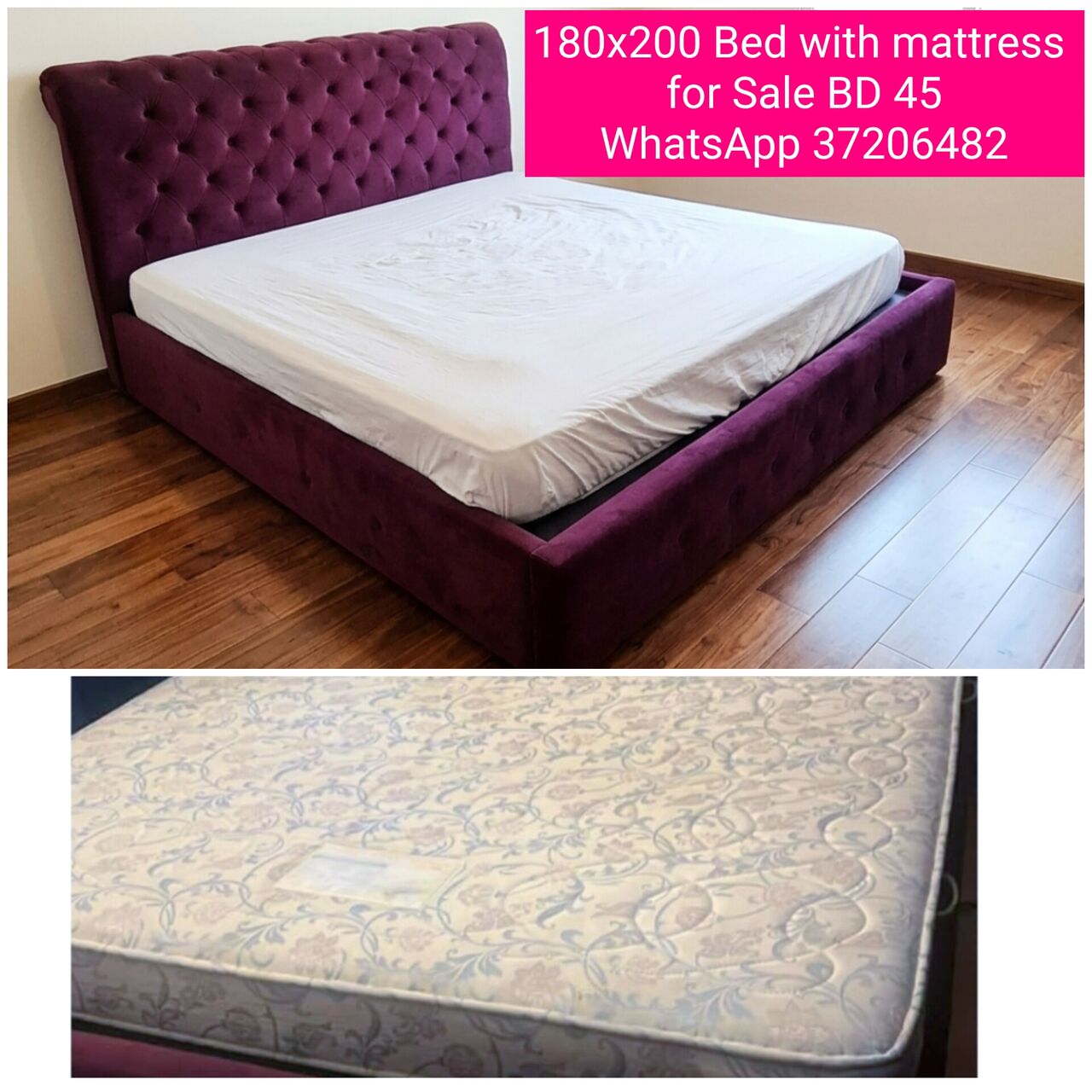 Manama, Furniture, BHD 45,  ✅️ 180x200 Bed & Mattress 4 Sale In Good Condition With Delivery