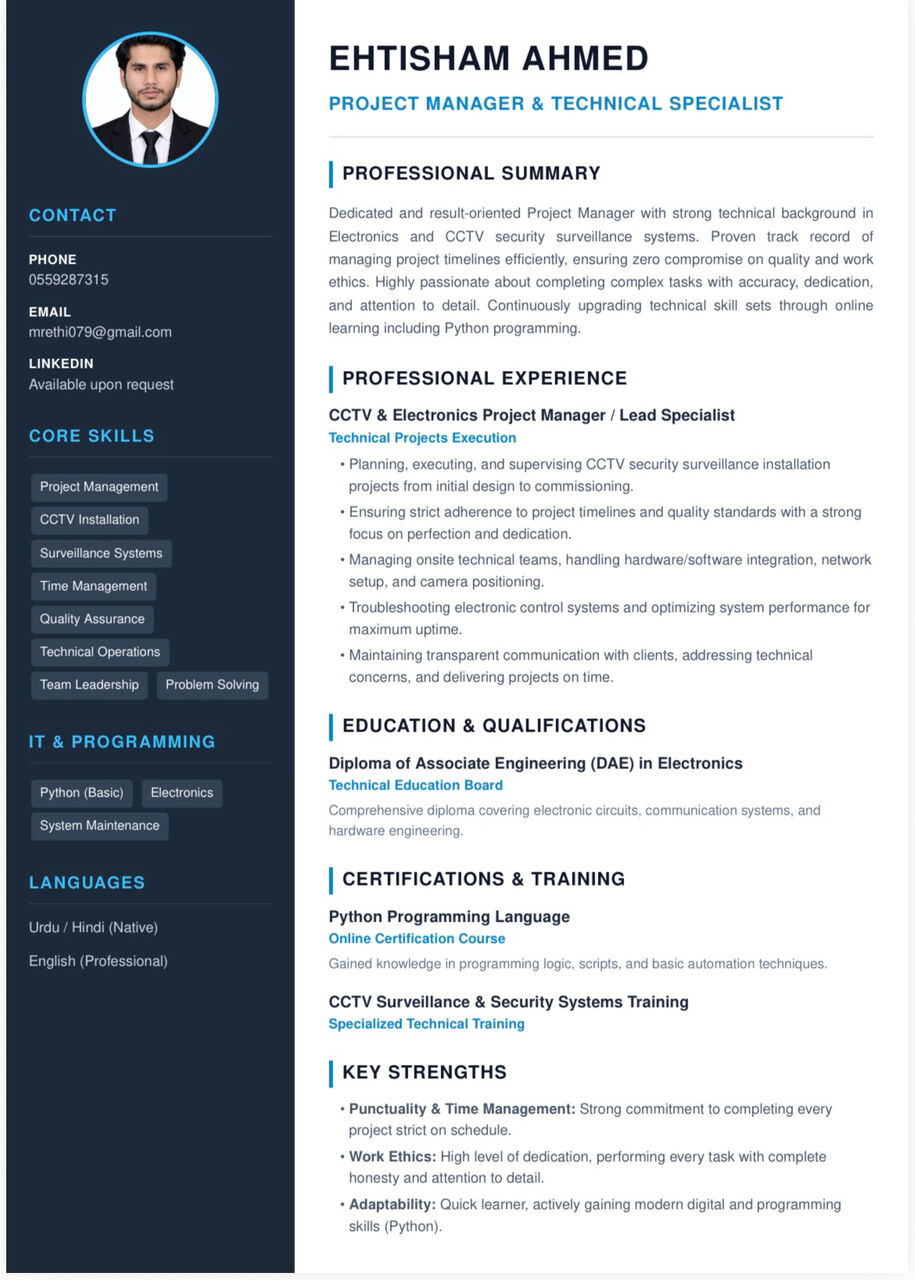 Riyadh, Job Seekers, Electrcian Project Management