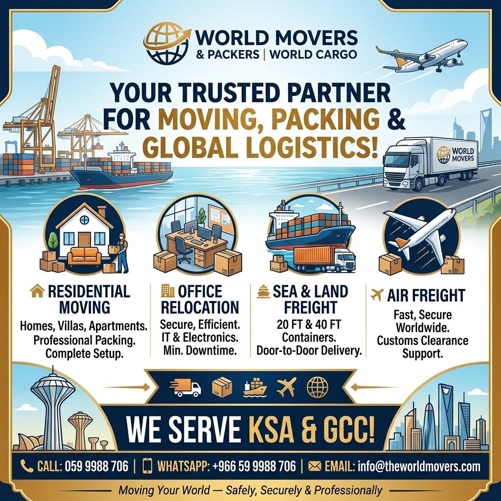 Dhahran, Labor/Moving, WORLD HOME Movers Packers➡️Door To Door CARGO DELIVERY➡️20-40 FT Containers➡️ 0599988706.~