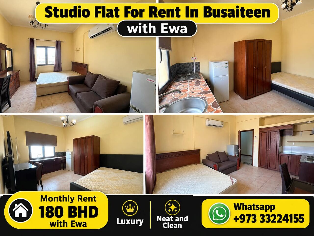 Busaiteen, Apartments, Flats, Houses & Villas, BHD 180/month,  Studio,  Fully Furnished Studio For Rent In Busaiteen