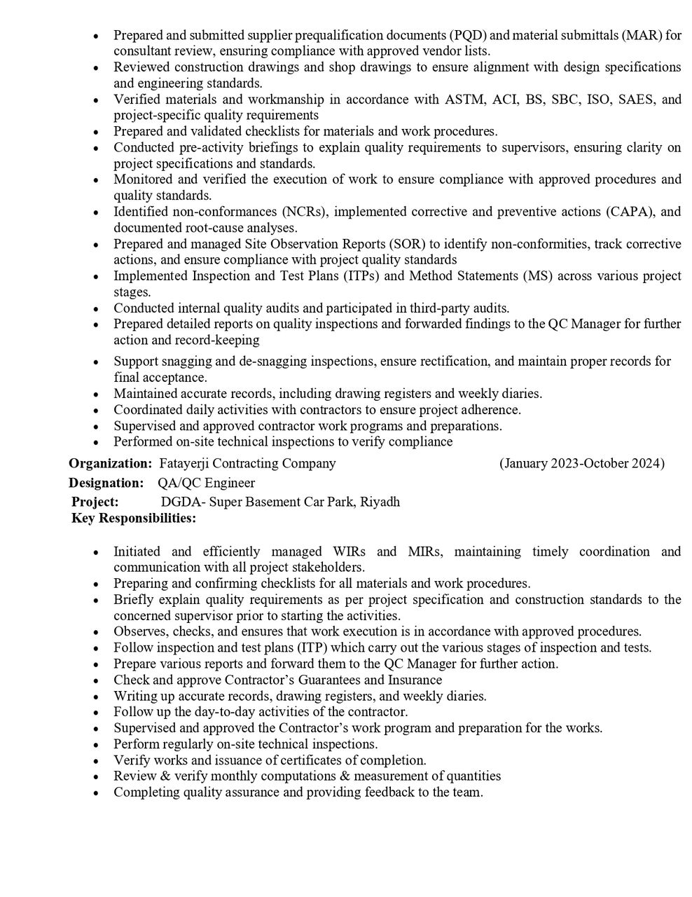 Riyadh, Job Seekers, QA/QC Civil Engineer | Project Quality Engineer | ISO Certified | 6+ Years Experience