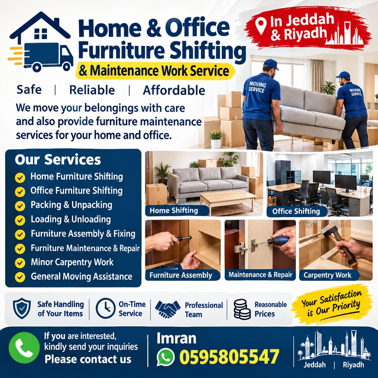 Jeddah, Labor/Moving, Home & Office Furniture Shifting & Maintenance Services