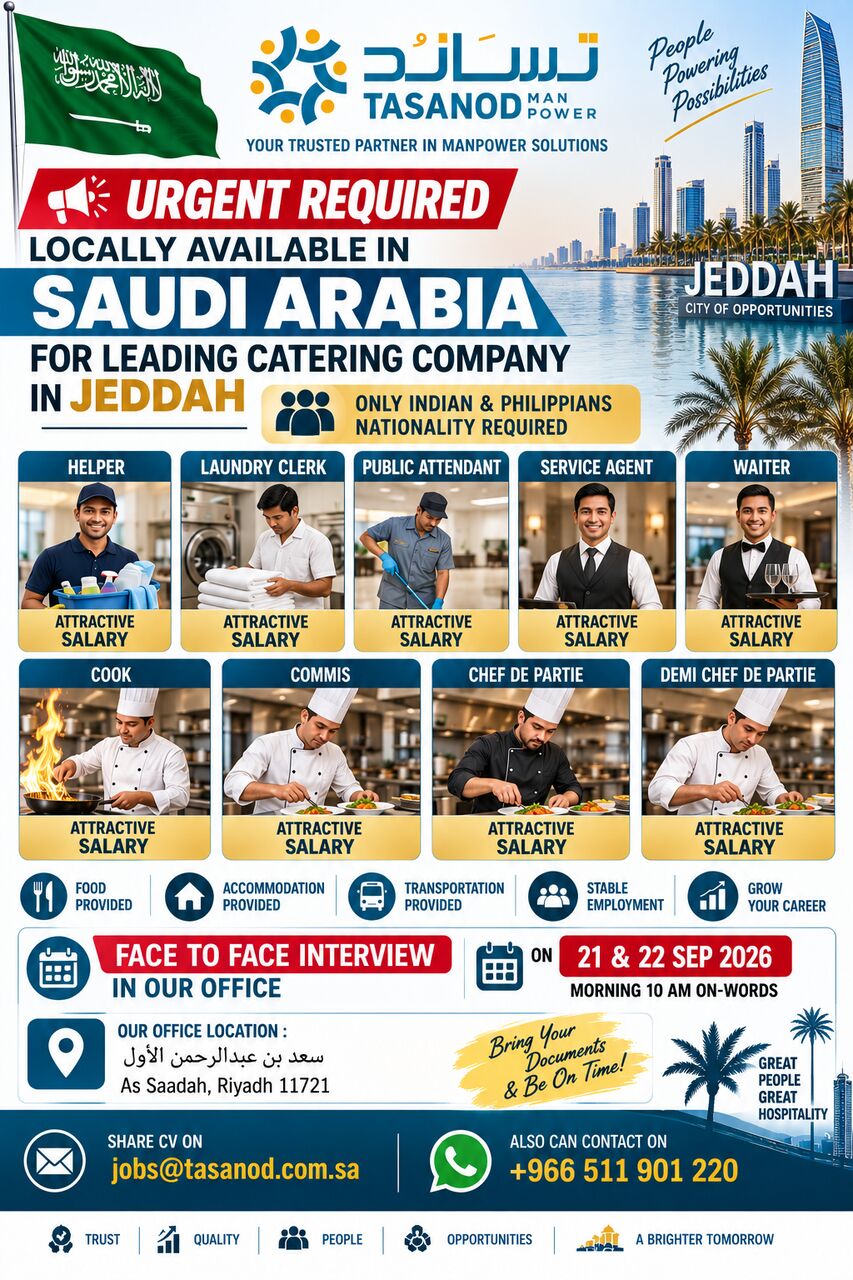 Riyadh, Jobs, Required Indian & Philippians Nationality For Leading Hospitality Company