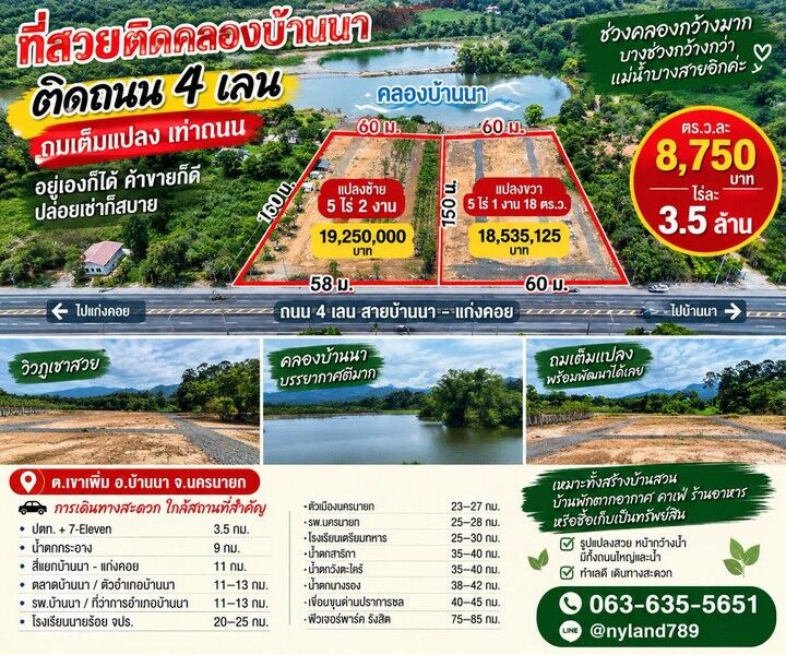 Bangkok, Real Estate For Sale, THB 19250000,  6 BR,  2200 Sq. Feet,  Land For Sale In A Prime Location Next To The 4-lane Road � After The Canal Of Ban Na.