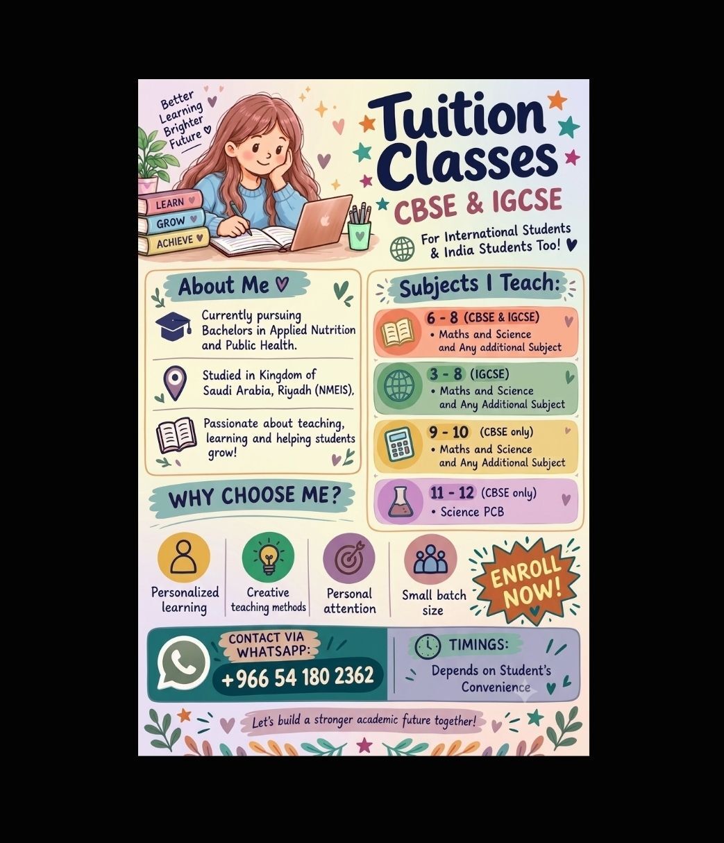 Al Malaz, Lessons Offered, &bull; Online Tuition Classes &bull;