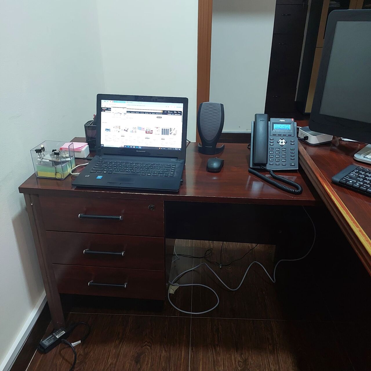 Manama, Furniture, BHD 100,  Used Office Furnitures For Sale Big L Shape Table 100 BD With Black Leather Cover Chair