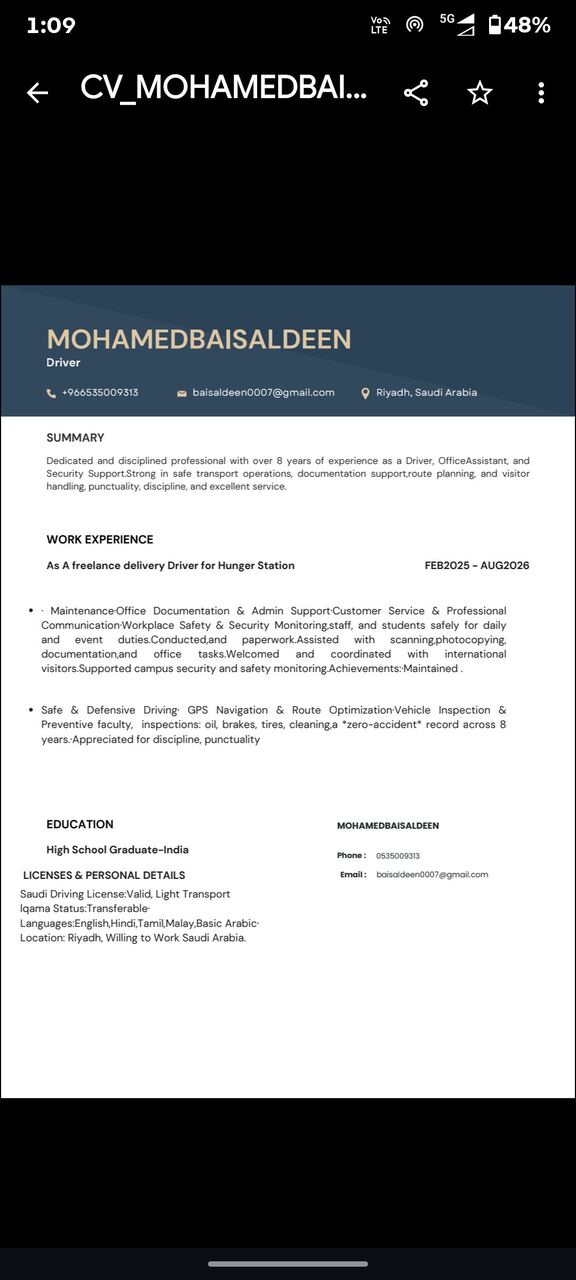 Riyadh, Job Seekers, Light Transport