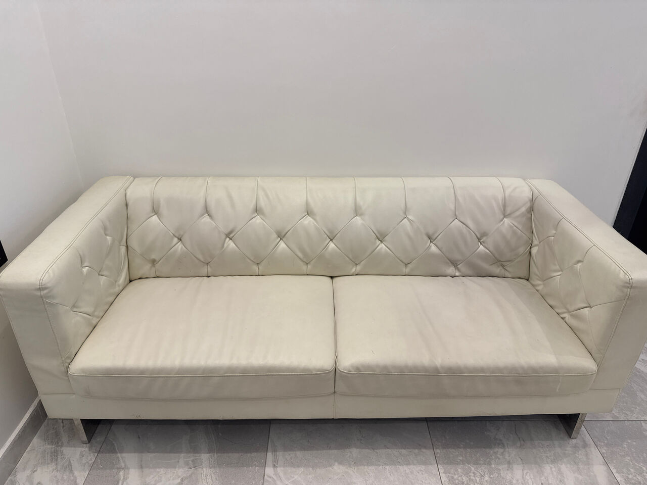Al Rehab, Furniture, SAR 400,  Two Single Yellow Sofa And One Three Seater White Sofa -Home Centre Product