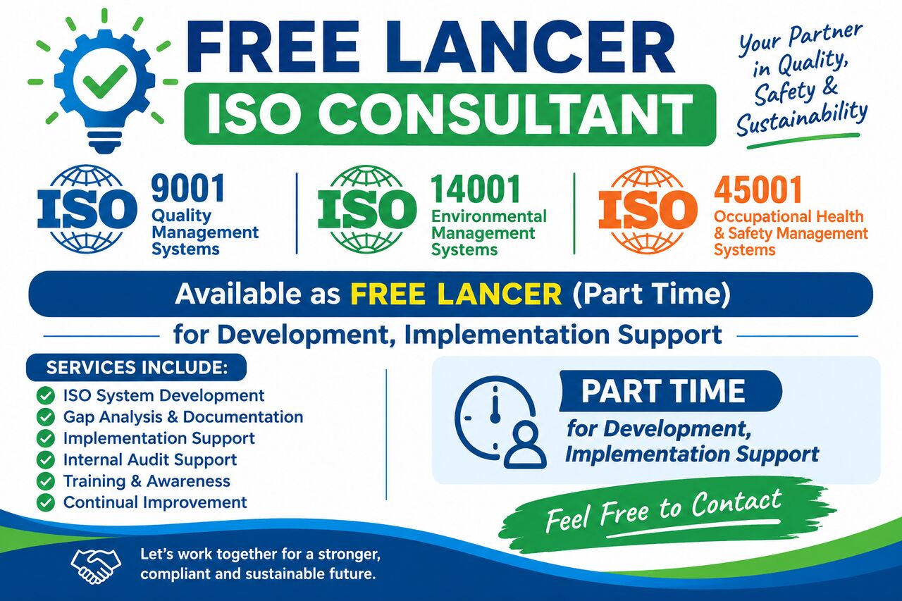 Jubail, Job Seekers, ISO Consultant Development And Implementation ISO 9001, 45001, 14001