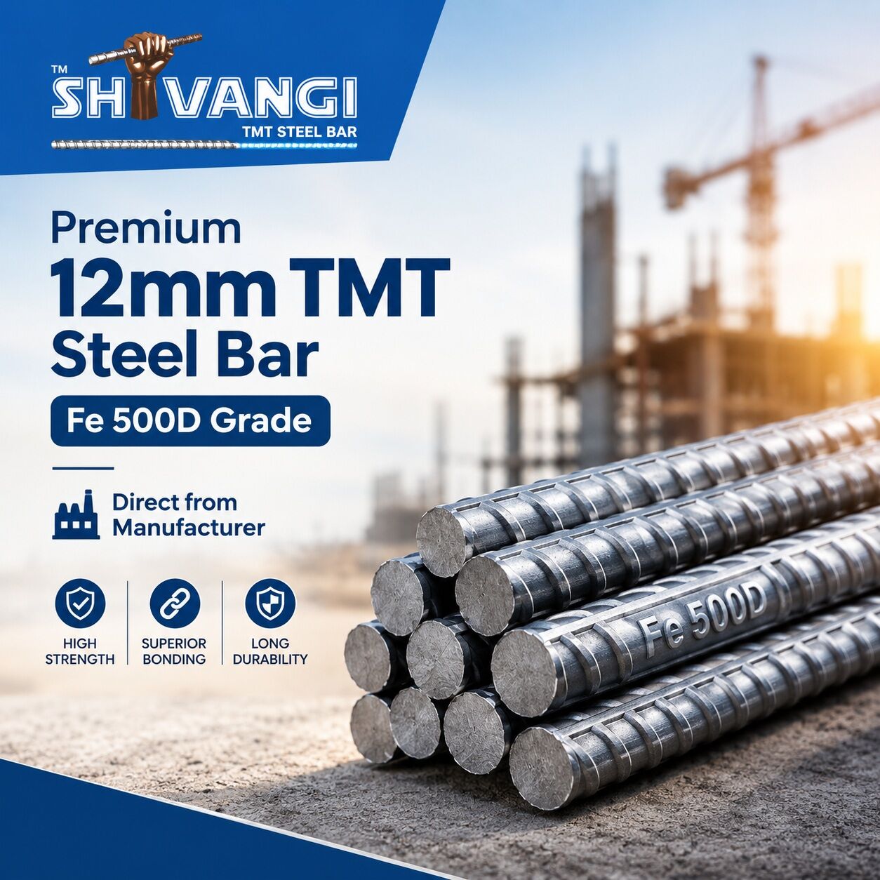 Indore, Materials, Premium 12mm TMT Steel Bar | Fe 500D Grade | Direct From Manufacturer &ndash; Shivangi Sariya