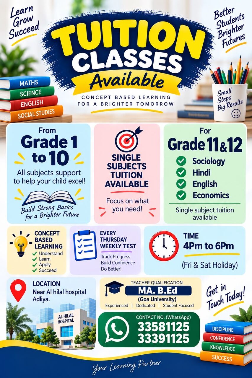 Adliya, Lessons Offered, Tuition Classes