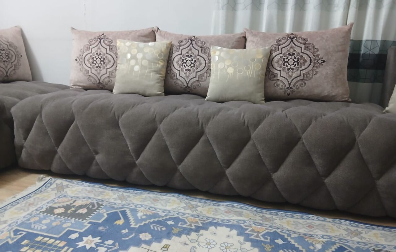 Al Wizarat, Furniture, A Wooden Sofa Set Covered With Fabric