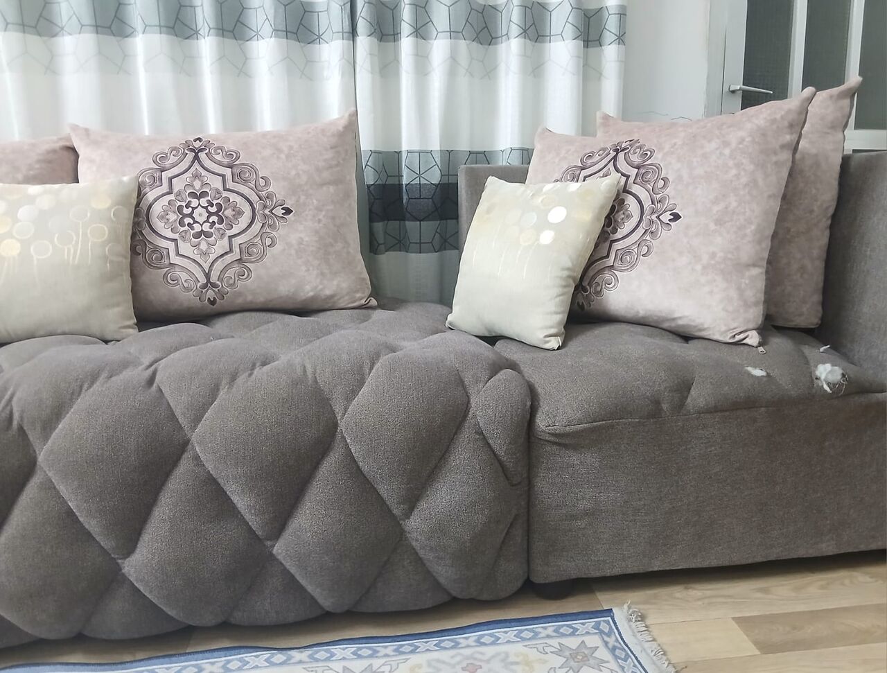 Al Wizarat, Furniture, A Wooden Sofa Set Covered With Fabric
