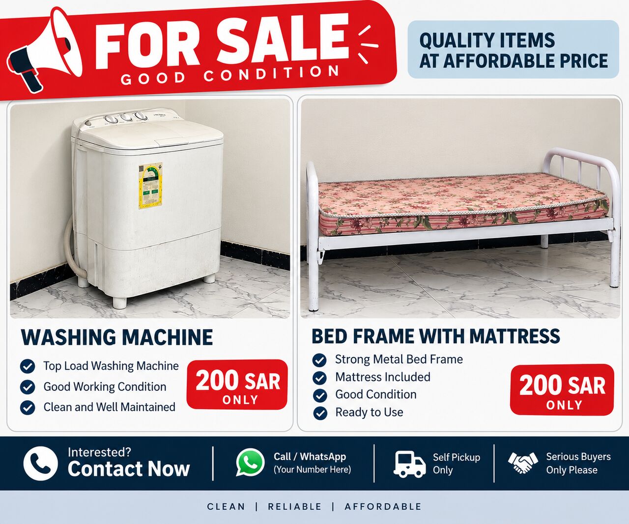Riyadh, Appliances, SAR 300,  Washing Machine & Single Bed