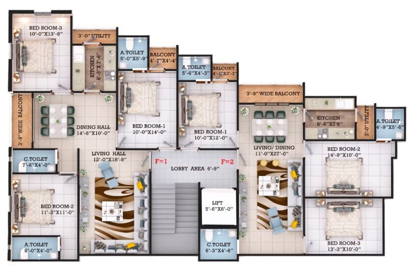 Hyderabad, Real Estate For Sale, INR 6750,  3 BR,  1408 Sq. Feet,  Under Construction 3 BHK Falts Available For Sale At Mahdipatnam - Hyderabad