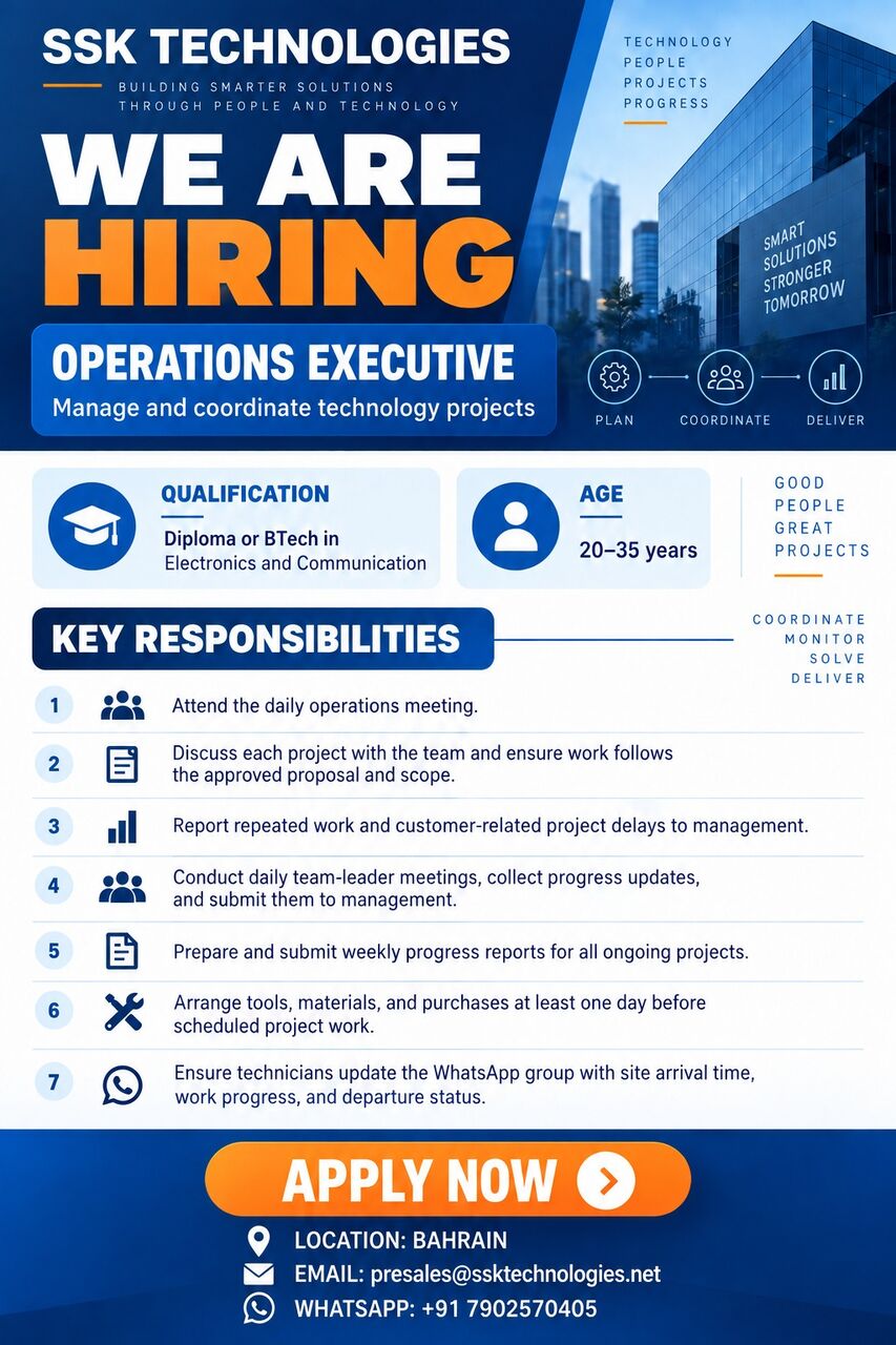 Manama, Jobs, OPERATIONS EXECUTIVE