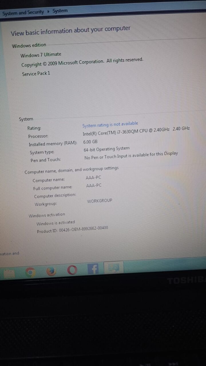 Riyadh, Computers, SAR 800,  Toshiba Laptop For Sale I7 3rd Generation