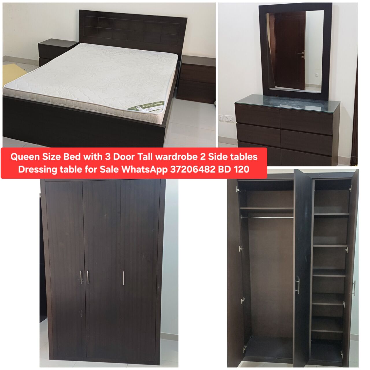 Manama, Furniture, BHD 120,  ✅️ Queen Size Bed Set For Sale In Good Condition With Delivery