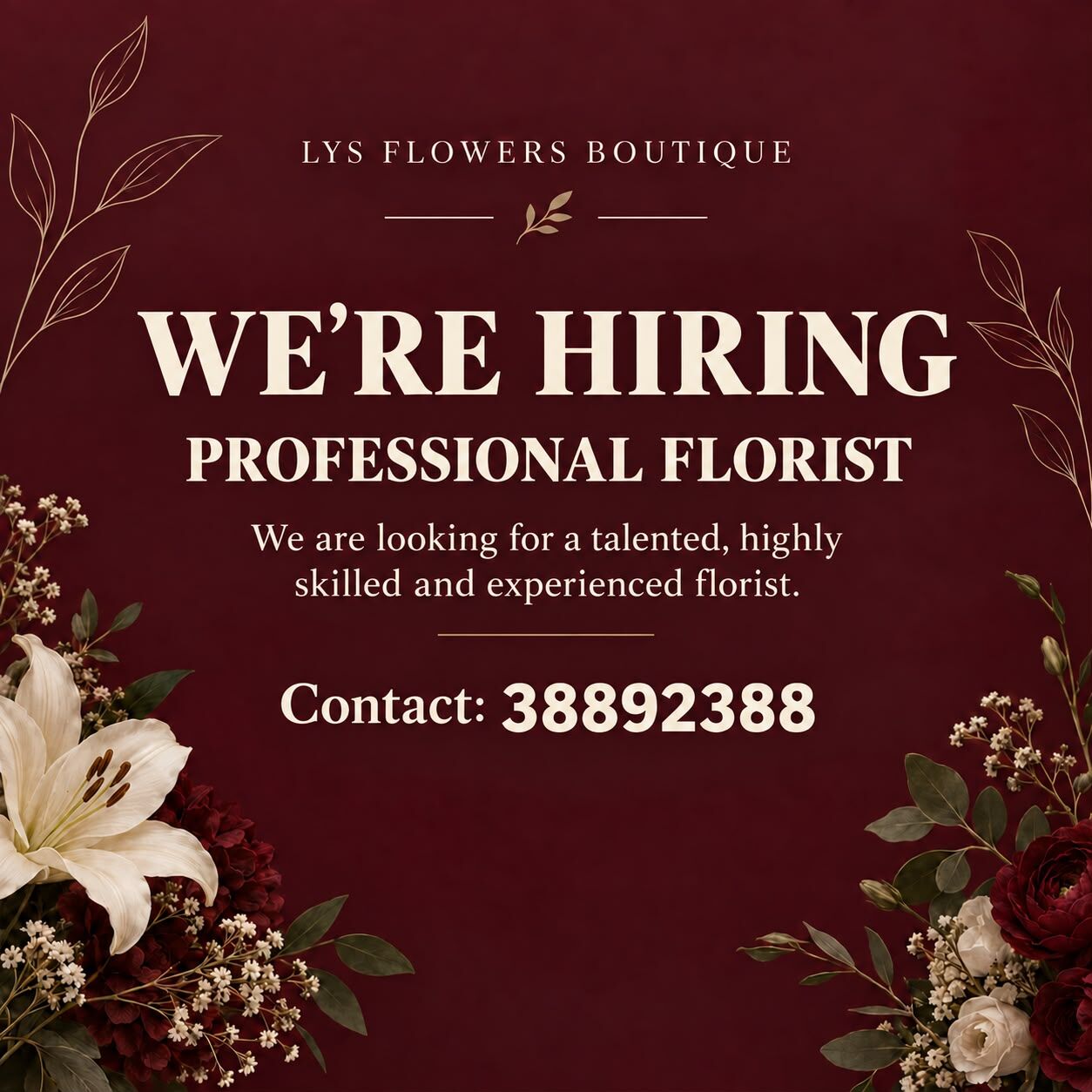 Sanad, Jobs, Hiring A Florist