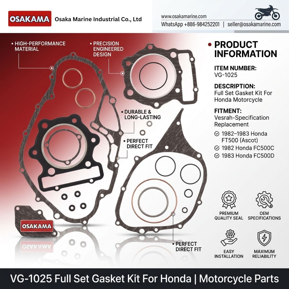 Kuala Lumpur, Auto Parts, MYR 99999,  FULL SET GASKET KIT &ndash; VG-1025 FOR HONDA MOTORCYCLE