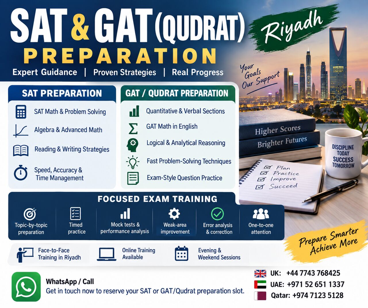 Riyadh, Lessons Offered, SAT & GAT (QUDRAT) PREPARATION | RIYAD