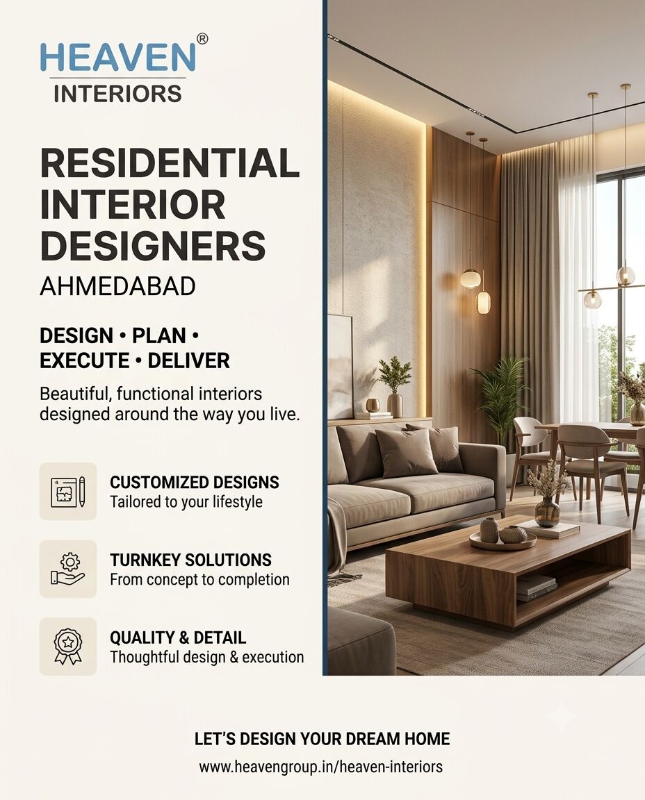 Ahmedabad, Real Estate For Sale, Residential Interior Designers In Ahmedabad | Heaven Interiors