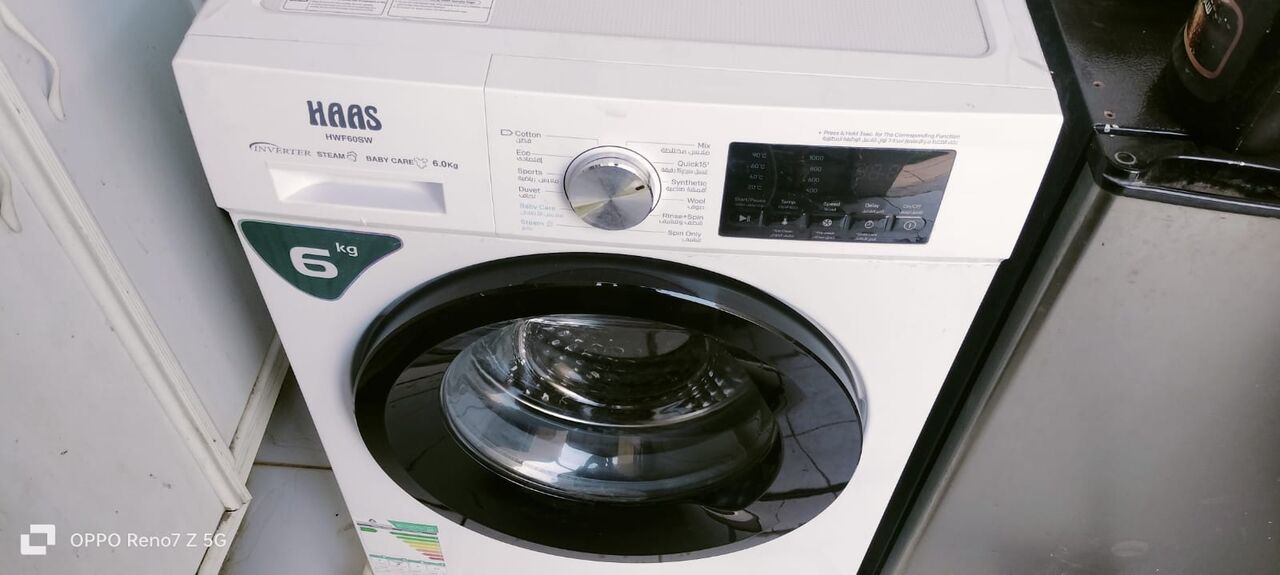 Riyadh, Electronics, SAR 750,  Haas Automatic Inverter Washing Machine, 6 Kg, 12 Programs, HWF60SW - White