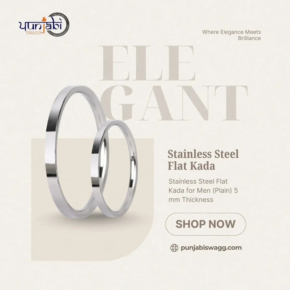 Punjab, Clothing & Accessories, Plain Stainless Steel Kada For Men &ndash; 5mm Flat Design | Punjabi Swagg