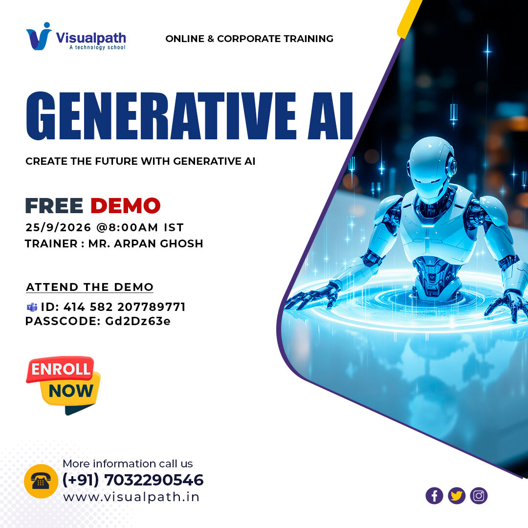 Hyderabad, Lessons Offered, Generative AI Online Training: Join Free Demo - Sep 25th