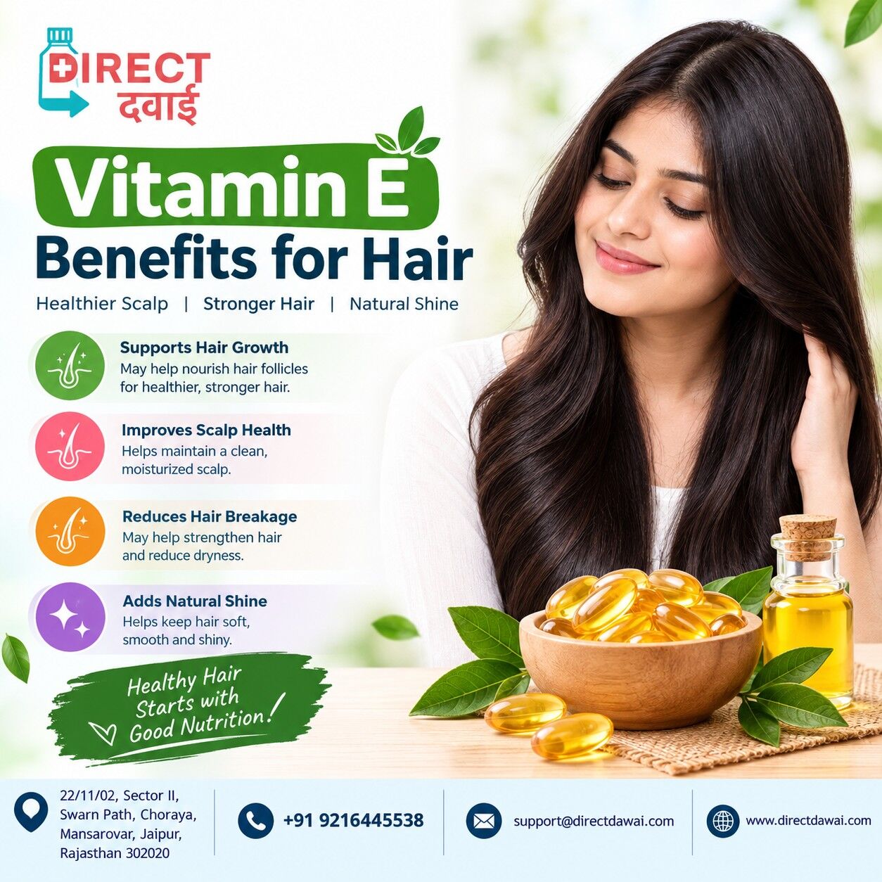 Jaipur, Health, Vitamin E For Healthy Hair: Benefits, Uses And Tips