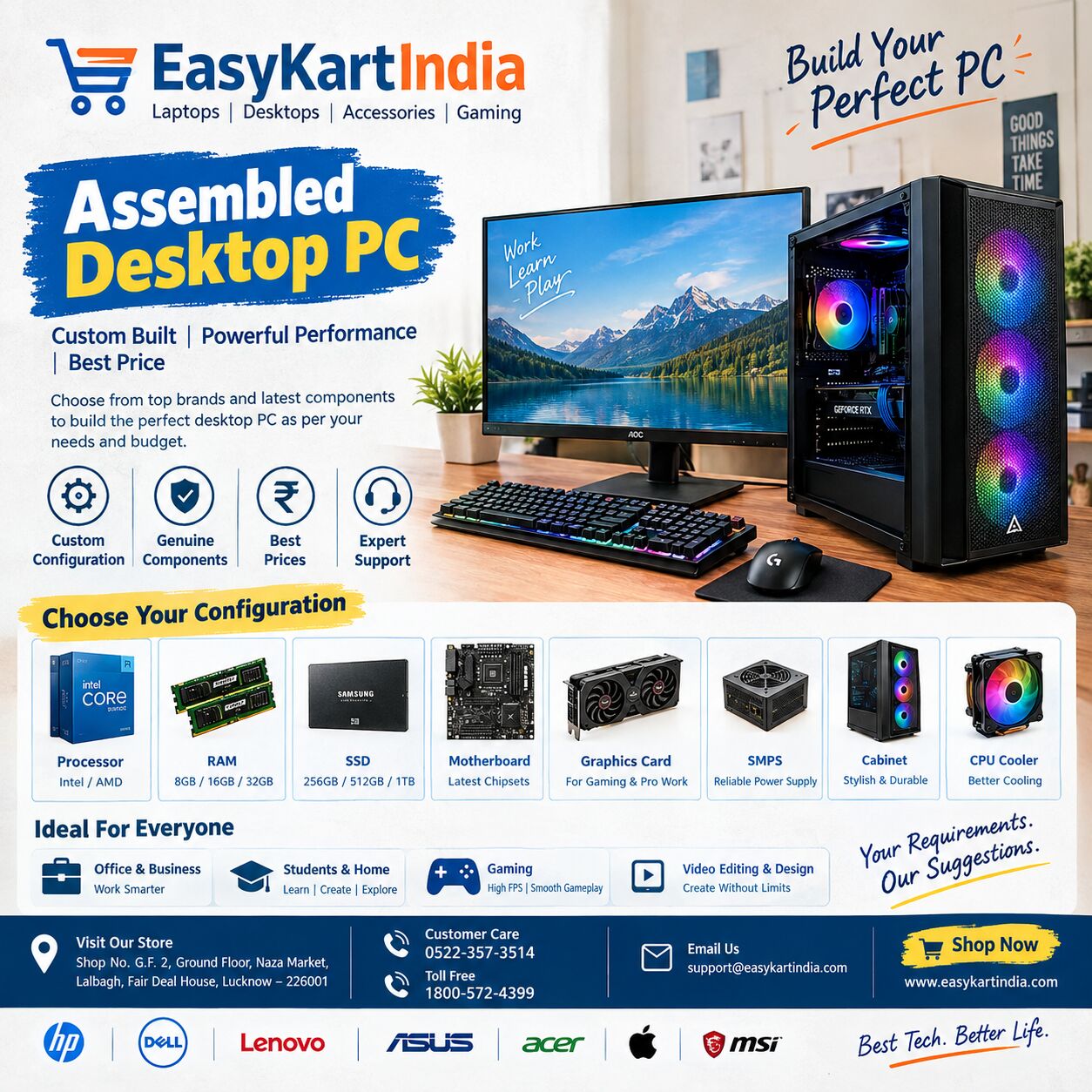 Lucknow, Computers, INR 2500,  Assembled Desktop PC Price In India &ndash; Buy Custom Desktop PCs Online