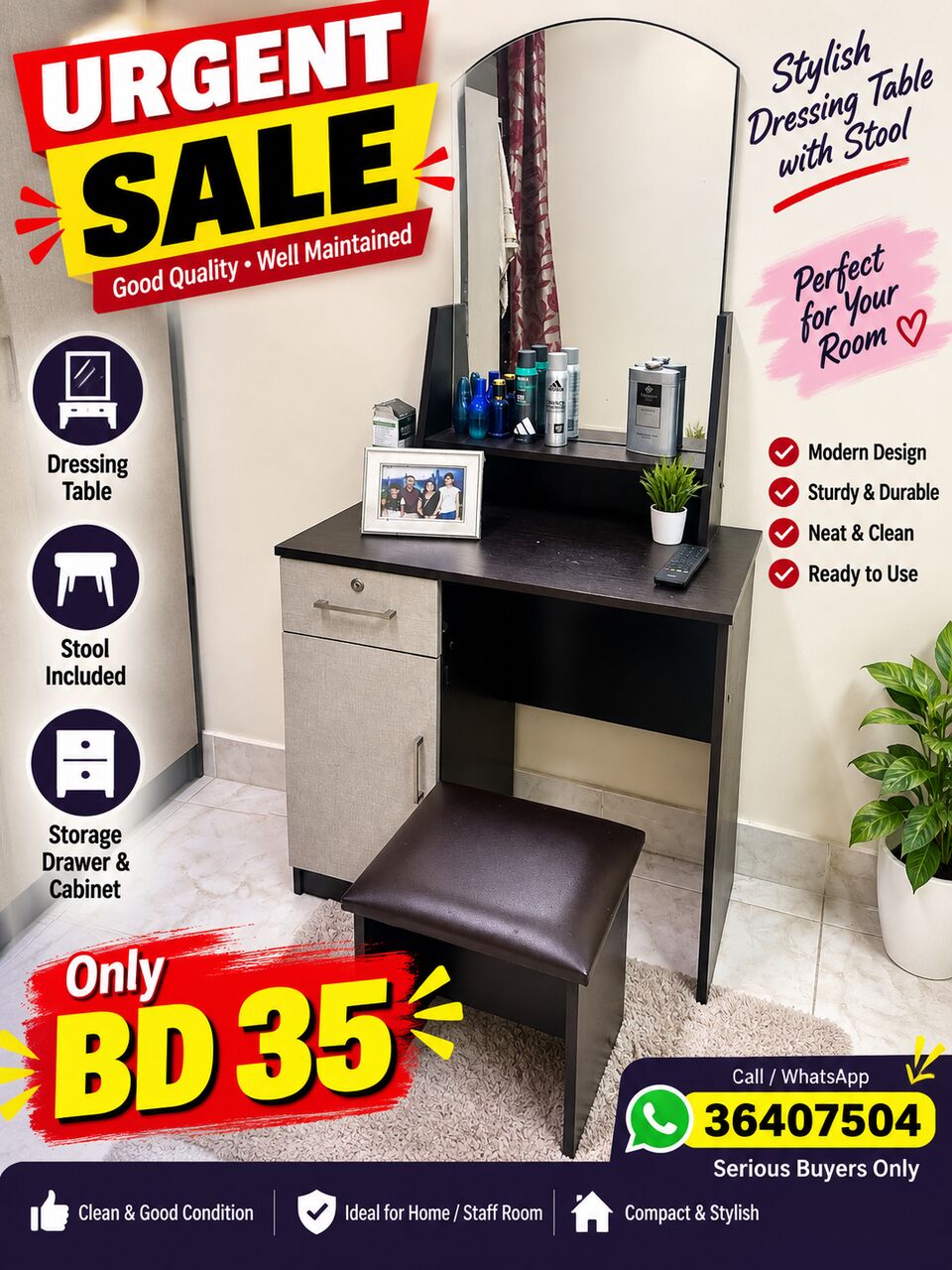 Hidd, Furniture, BHD 140,  2 Almirah, 1 Dressing Table,Queen Size Bed With Mattress