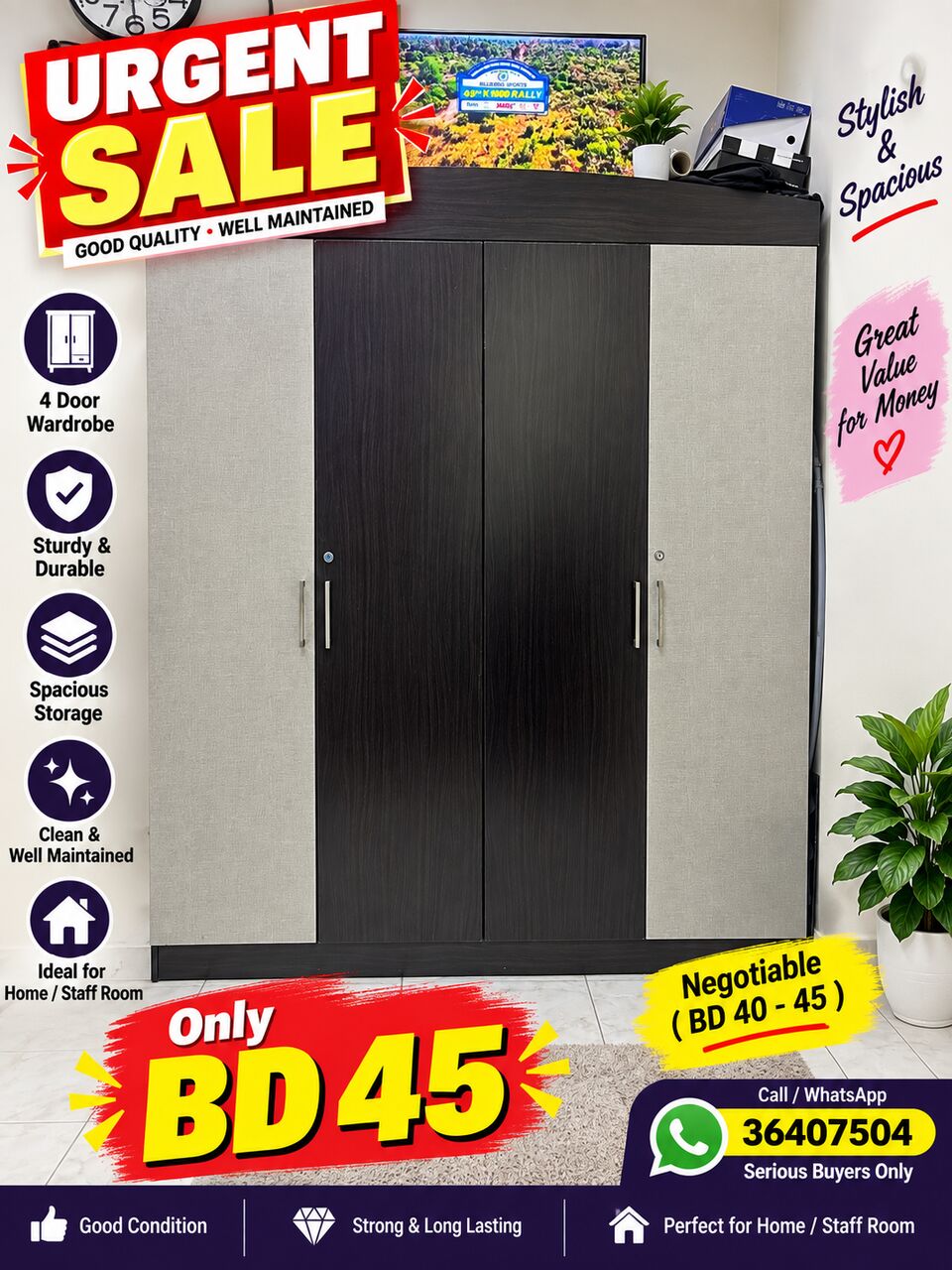 Hidd, Furniture, BHD 140,  2 Almirah, 1 Dressing Table,Queen Size Bed With Mattress