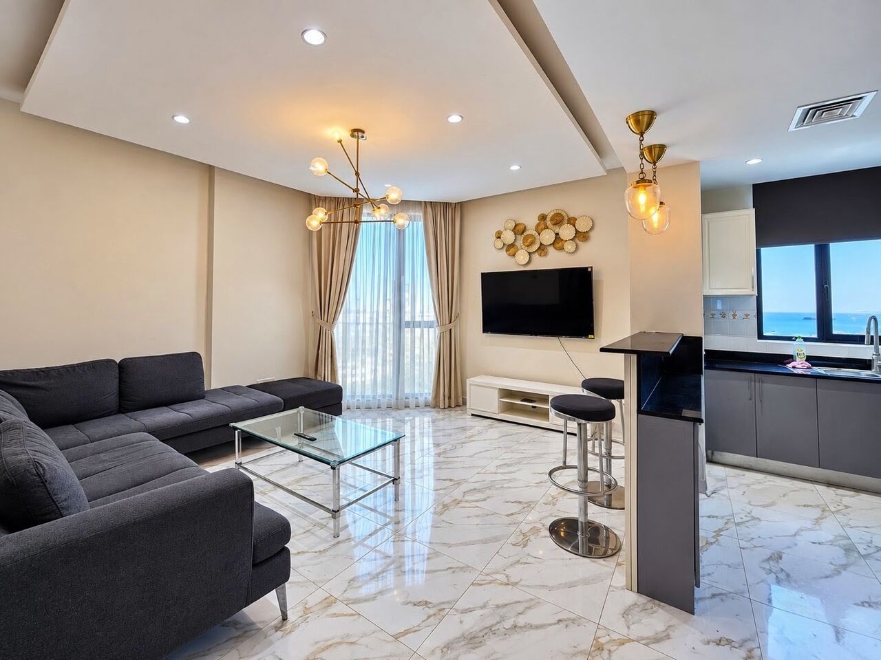 Hidd, Apartments, Flats, Houses & Villas, BHD 370/year,  3 BR,  Al Hidd City/High-end Apartment For Rent Furnished With Fully Electric Free View