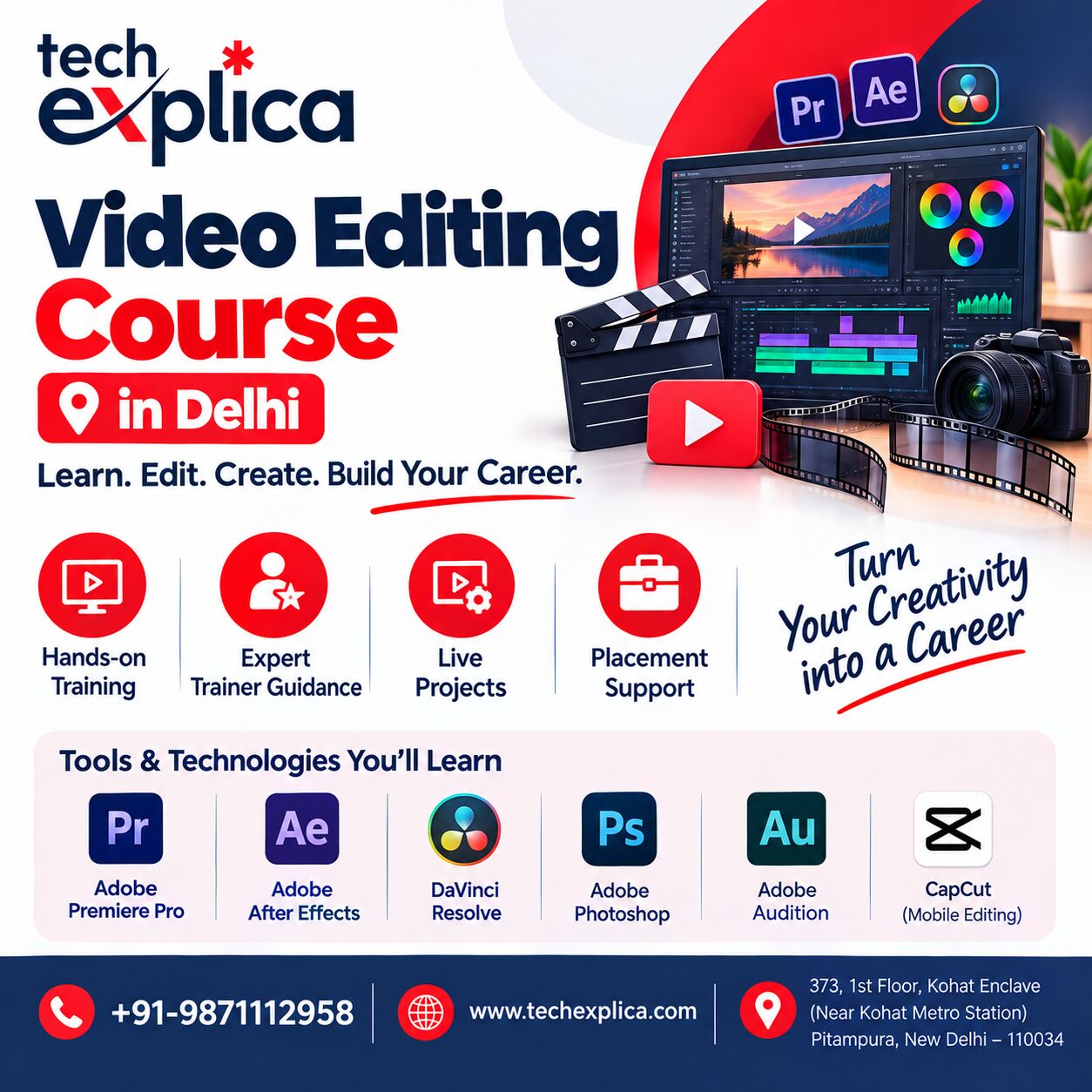 New Delhi, Lessons Offered, Video Editing Course In Delhi