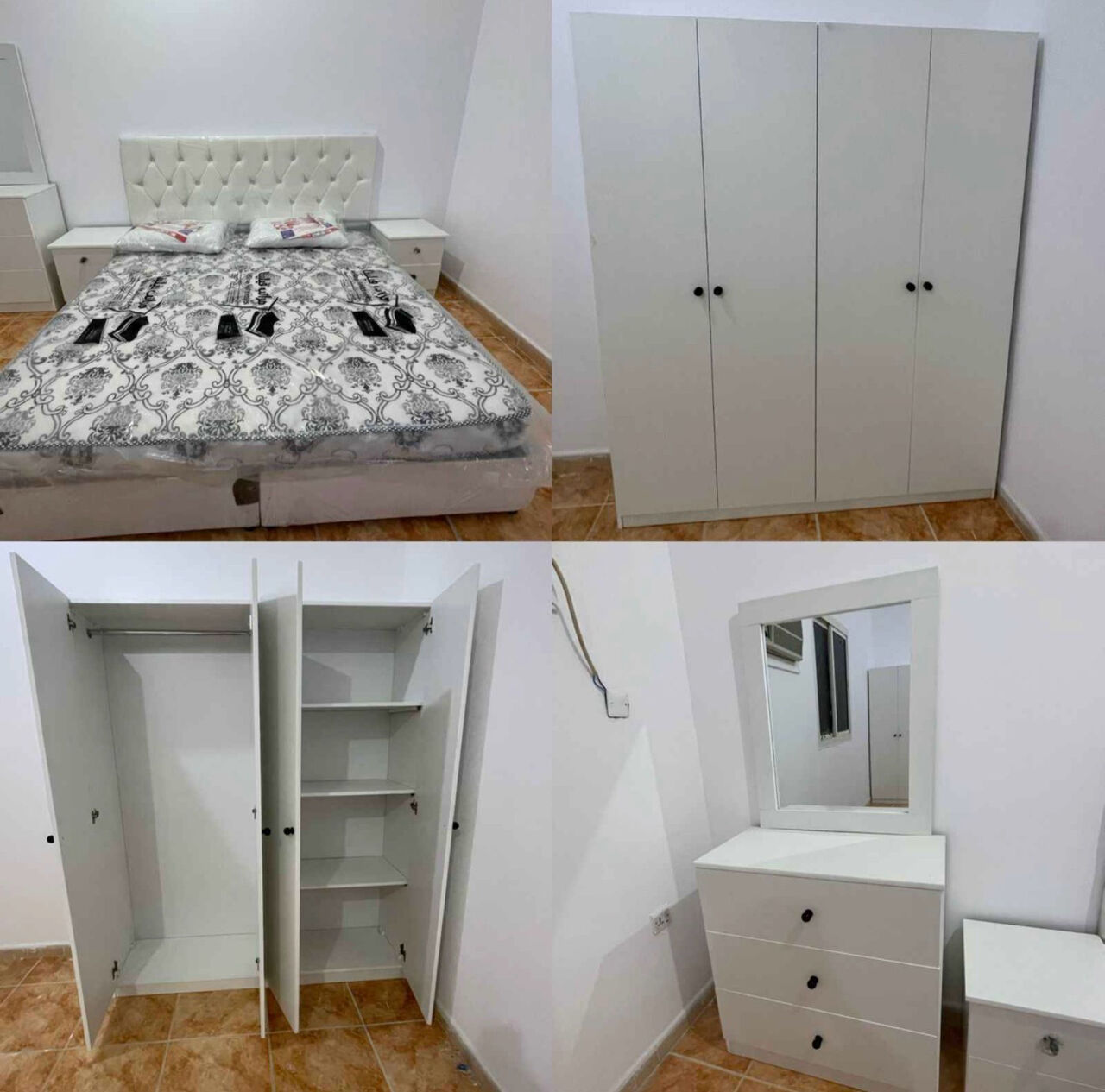 Jeddah, Furniture, SAR 5,  Premium Bedroom Set &ndash; Double Bed 180×200cm + 4-Door Wardrobe